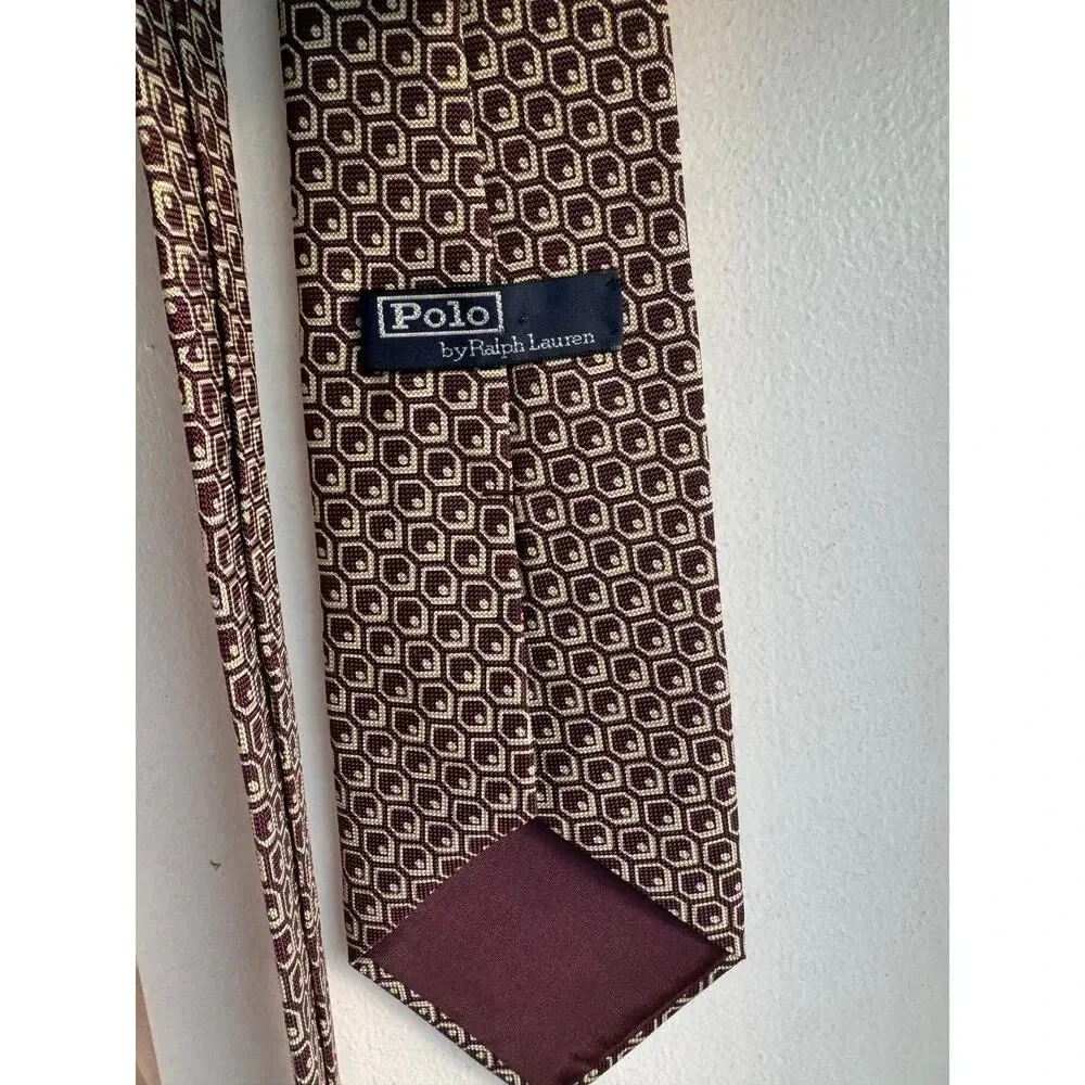 Polo by Ralph Lauren‎ Geometric honeycomb desing/points  red/purple Tie
